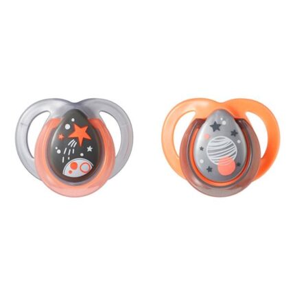 Chupeta Night Time Tommee Tippee 2 Und 0-6 M Cinza com Laranja - TT012 TT012