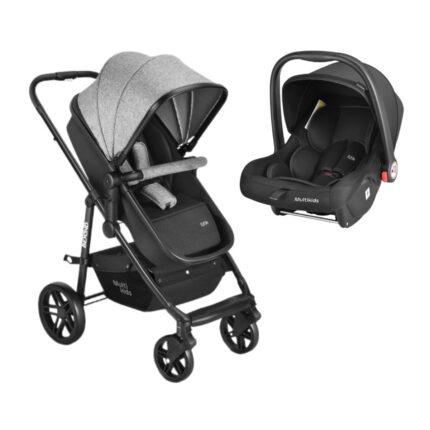 Carrinho De Bebê Beyond 2 em 1 Cinza e Bebê Conforto Class 0-13kgs Travel System Multikids - BB429K BB429K