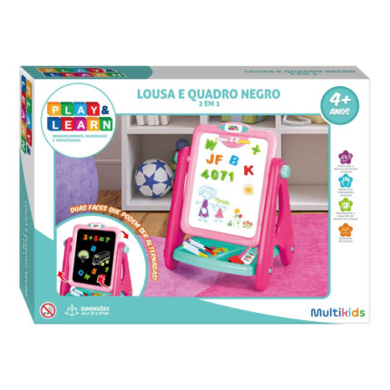 Lousa Para Criança Magnética e Quadro Negro Play e Learn 2 em 1 Multikids - BR1767