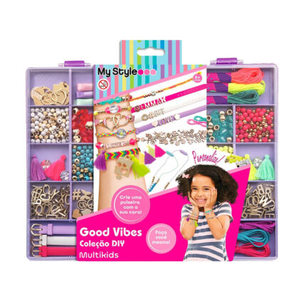 Kit Pulseiras Infantil de Montar My Style Good Vibes Coleção DIY Multikids - BR2108