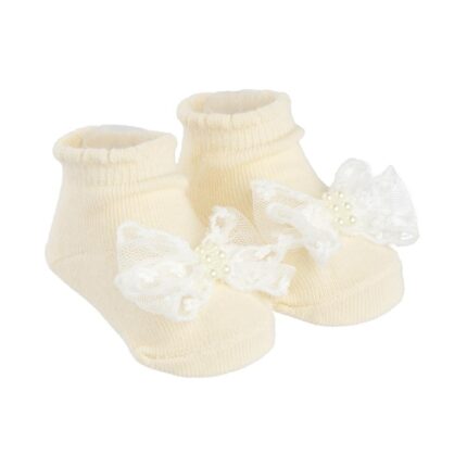 Kit Meia Festinha Infantil C/2 Prs Rn Feminino Pimpolho - Branca/Bege