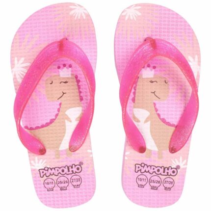 Chinelo Praiana Kids Rosa Dinossaura Menina Pimpolho - 26