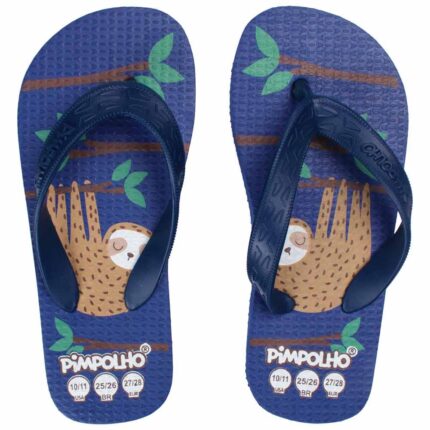 Chinelo Praiana Kids Azul Preguiça Menino Pimpolho - 26