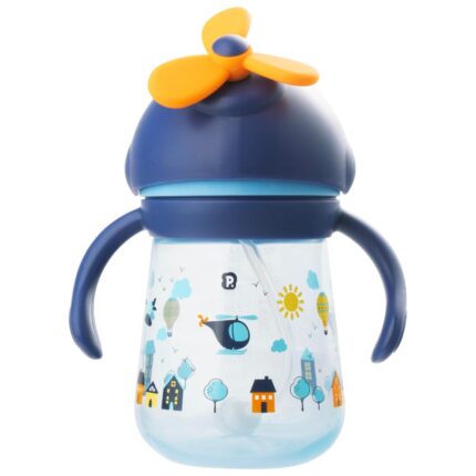 Copo Divertido Com Hélice 330ml Helicópteros Masculino Pimpolho - Azul