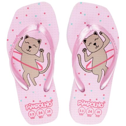 Chinelo Quadradinho Slim Rosa/Gato Fem Pimpolho - 24
