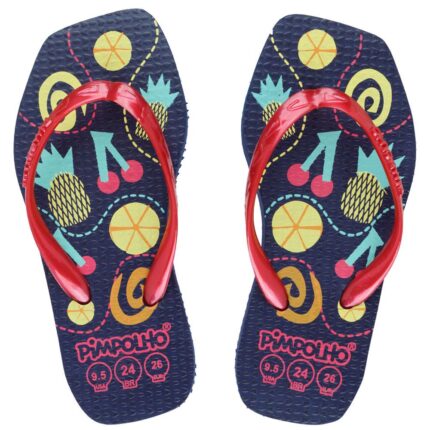 Chinelo Quadradinho Slim Marinho/Frutas Fem Pimpolho - 24