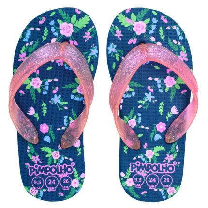 Chinelo Praiana Kids Marinho/Flores Fem Pimpolho - 24