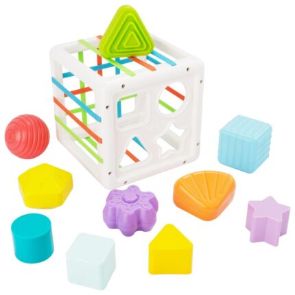 Brinquedo Cubo Elástico Educativo 10 Peças Pimpolho Estímulo Sensorial Raciocínio Coordenação Motora 18 Meses+