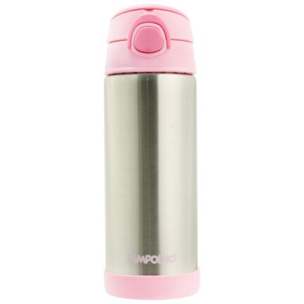 Garrafa Térmica Inox Aço Escovado 400ml Feminino Pimpolho - Rosa