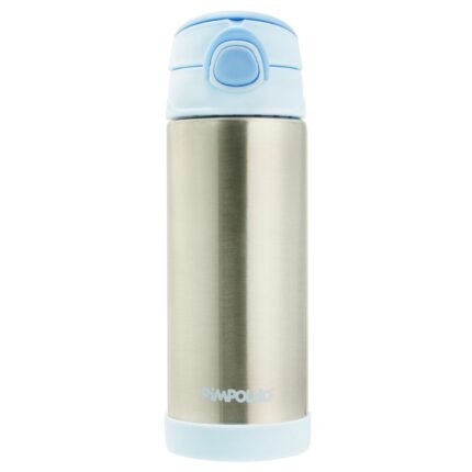 Garrafa Térmica Inox Aço Escovado 400ml Masculino Pimpolho - Azul