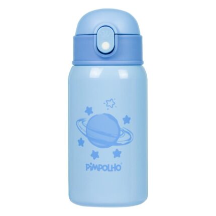 Garrafa Térmica Pimpolho Inox 400ml Com Canudo Infantil - Azul-claro