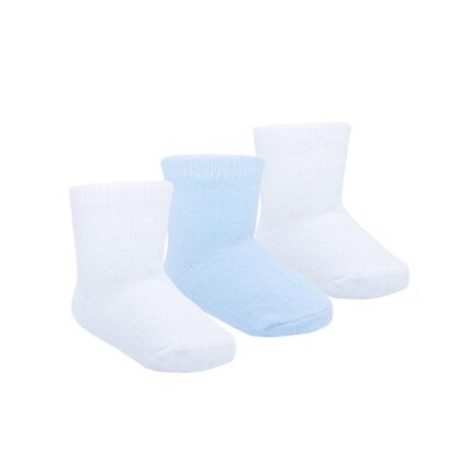Kit Meia Cano Alto RN 0 a 3 meses Bebê Masculino 3 Pares Liso Algodão Macio Conforto Pimpolho