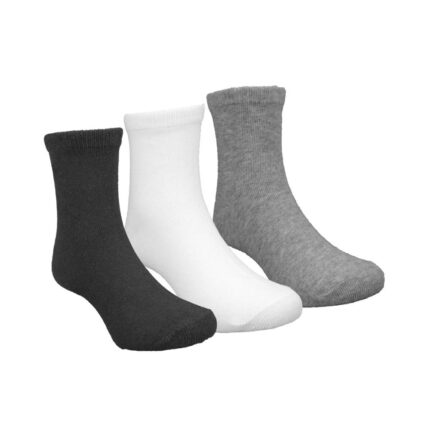 Kit Meia Lisa 3 Prs/Tag Cano Alto 26-30 Unissex Pimpolho - Branca/Cinza/Preta